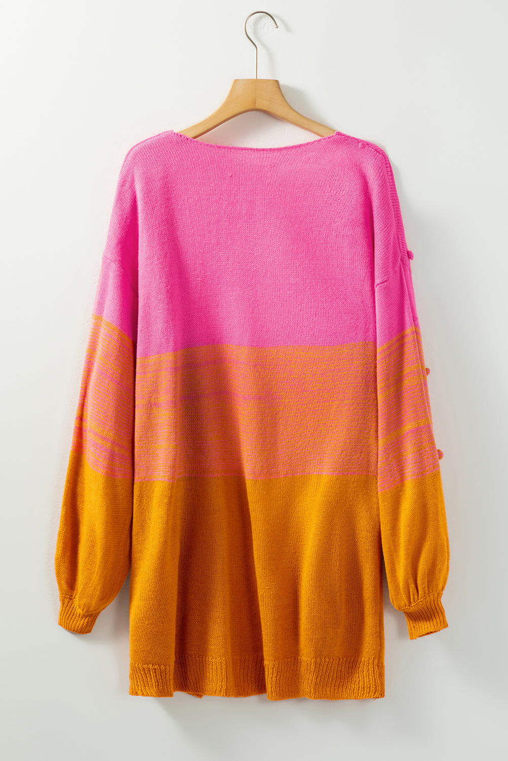 Pompom Colour Block Open Front Cardigan | Multicolour