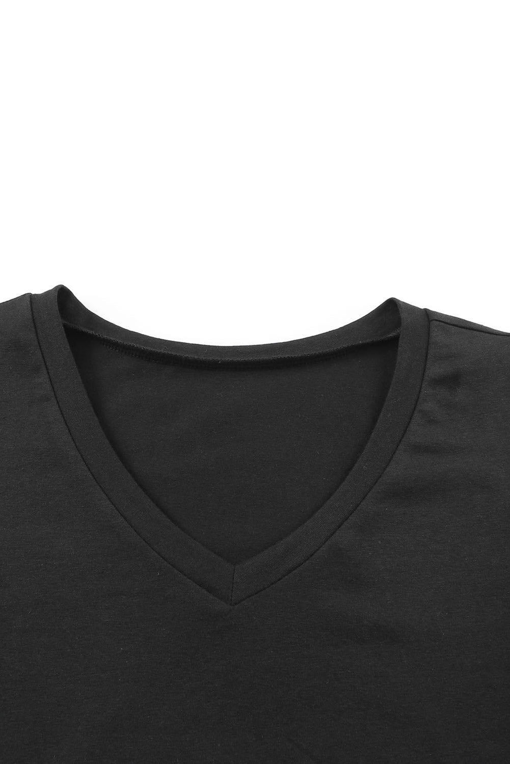 Puff Sleeve V-Neck T-Shirt | Black