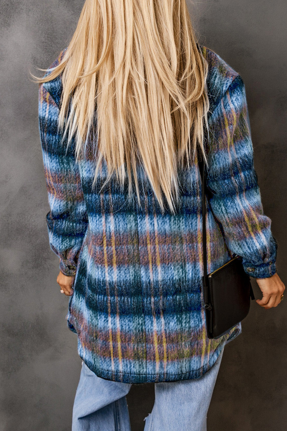 Woolen Lining Plaid Brushed Long Coat | Multicolour