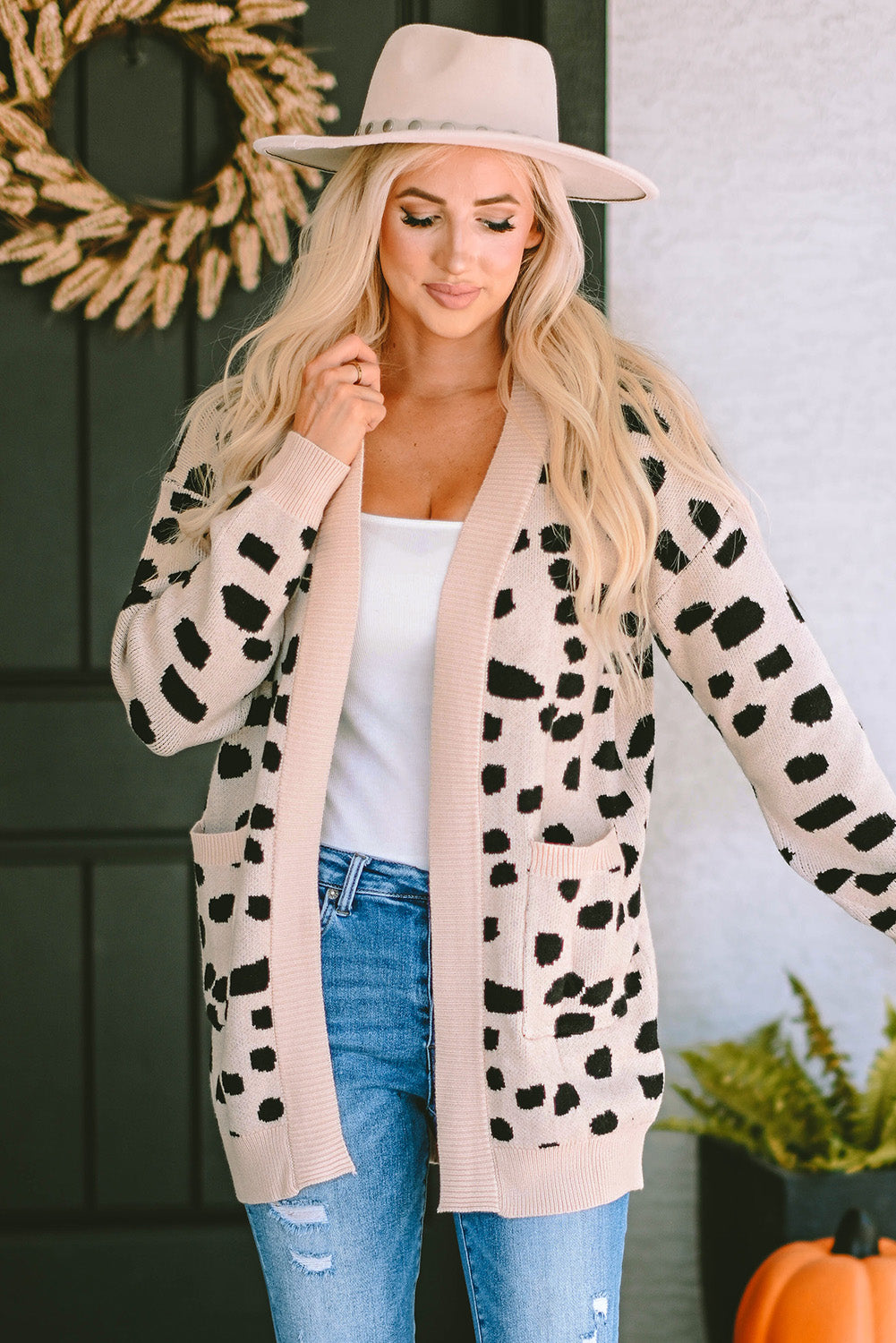 Animal Spotted Pattern Open Front Cardigan | Leopard