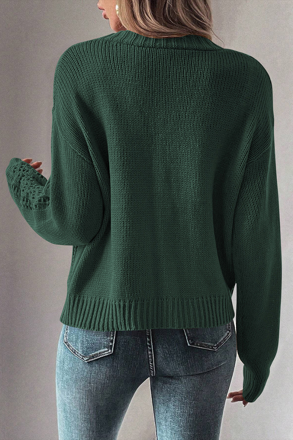 Open Knit Drop Shoulder Sweater Cardigan | Canton