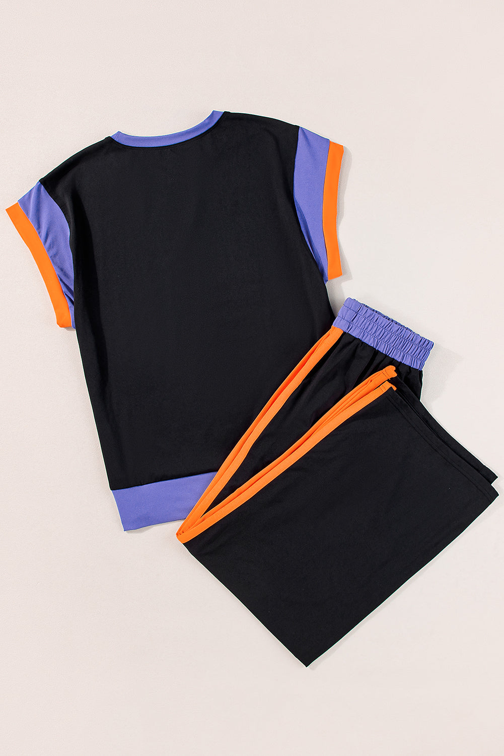 Colour Block Detail Casual Two-Piece Outfit | Black