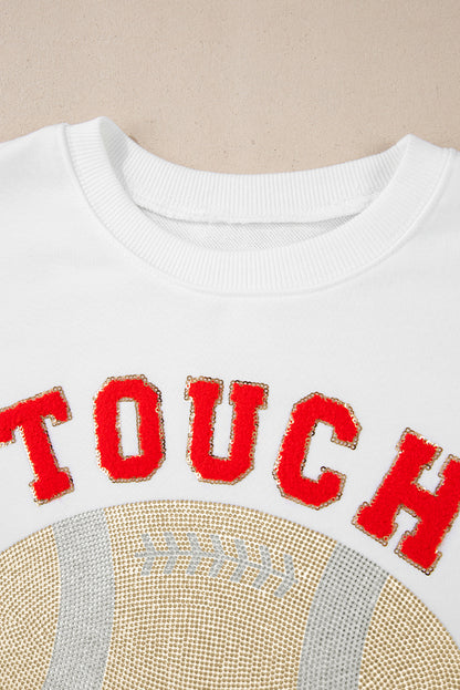 Touch Down Football Graphic Pullover Sweatshirt | White