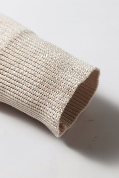 Thermal Lined Ribbed Knit Mock Neck Sweater | Apricot