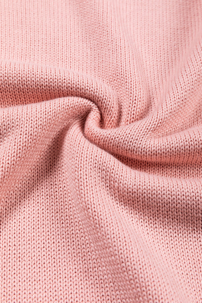 Colourblock Bishop Sleeve Ribbed Trim Sweater | Pink