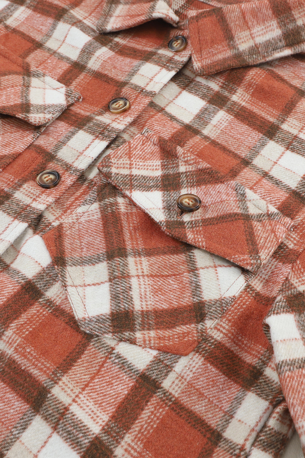 Plaid Button-Up Flap Pocket Jacket | Orange