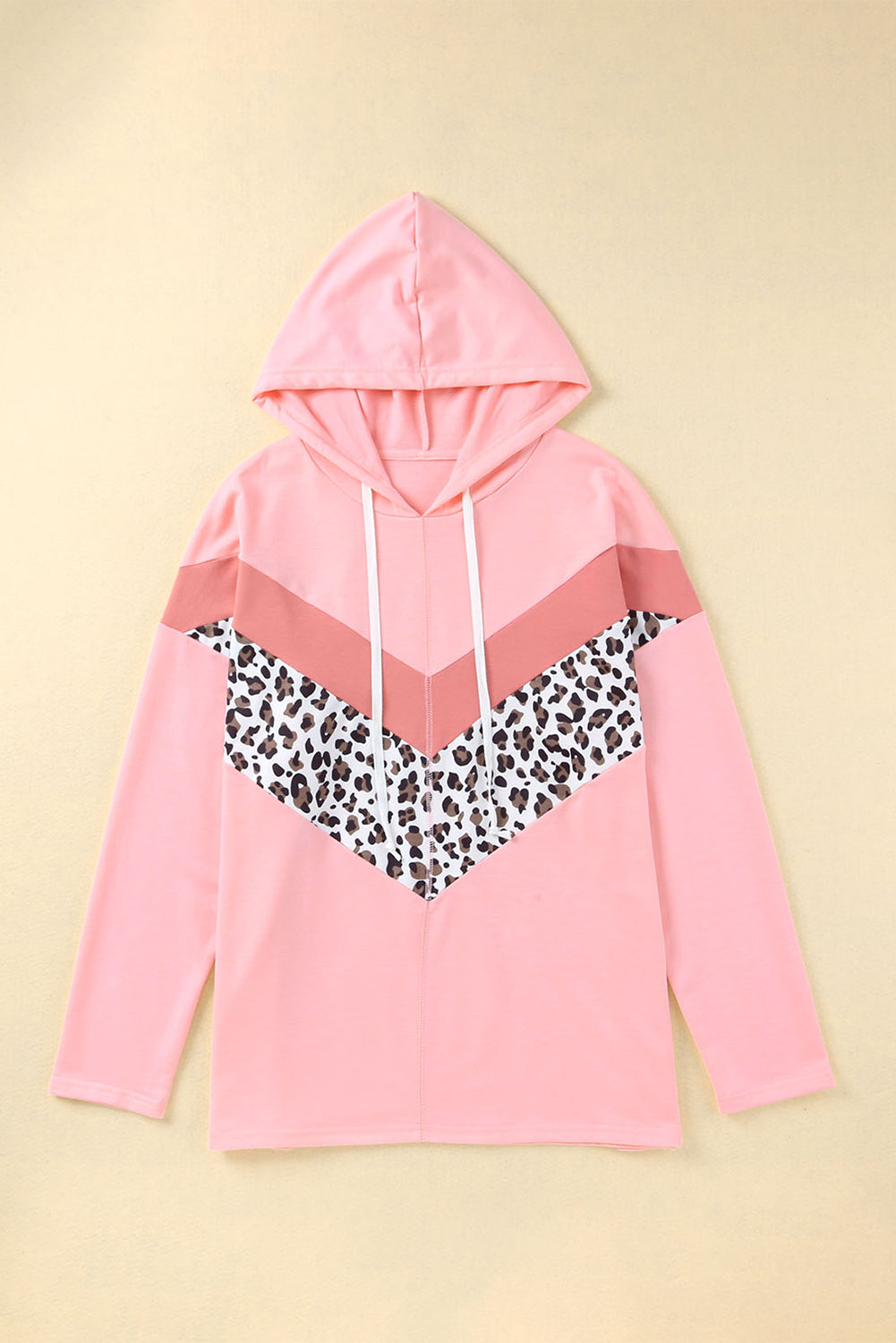 Plus Size Taupe Chevron Hooded Top | Pink