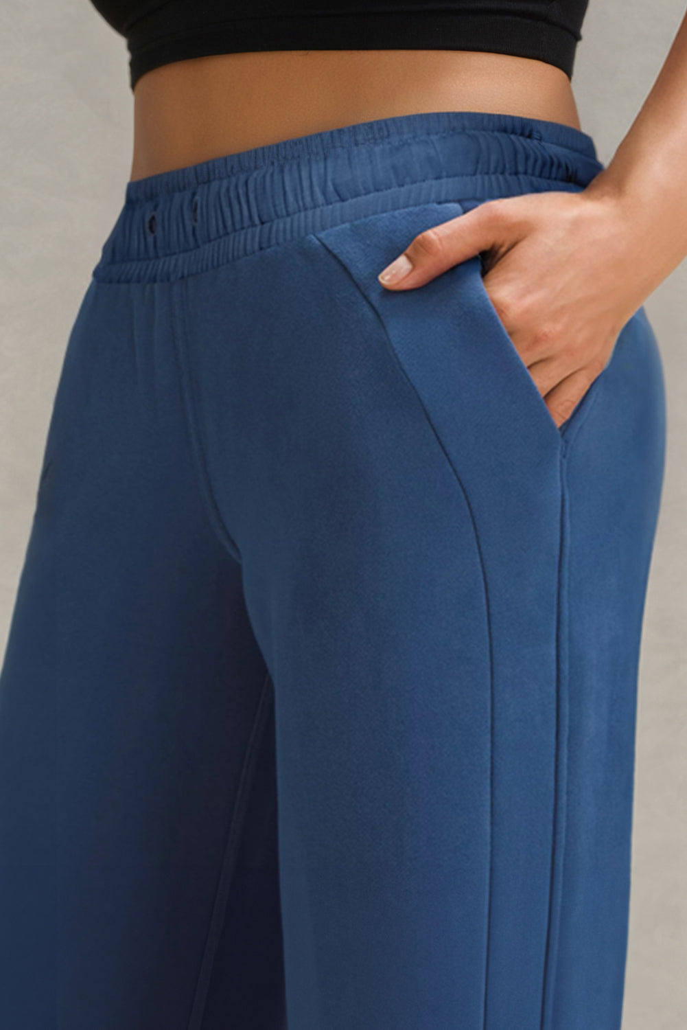 Drawstring High Waist Wide Leg Pocketed Sweatpants | Sail Blue