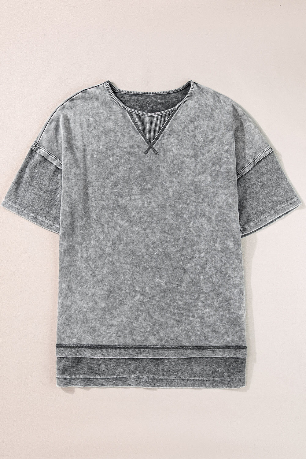 Mineral Wash Exposed Seam Drop Shoulder Oversized Tee | Philippine Gray