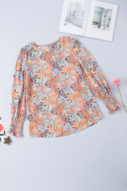 Puff Sleeve Floral Blouse | Sky Blue