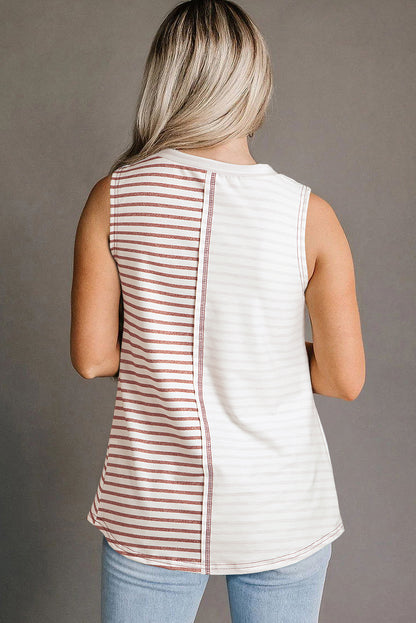 Colourblock Loose Tank Top | Brown Stripe