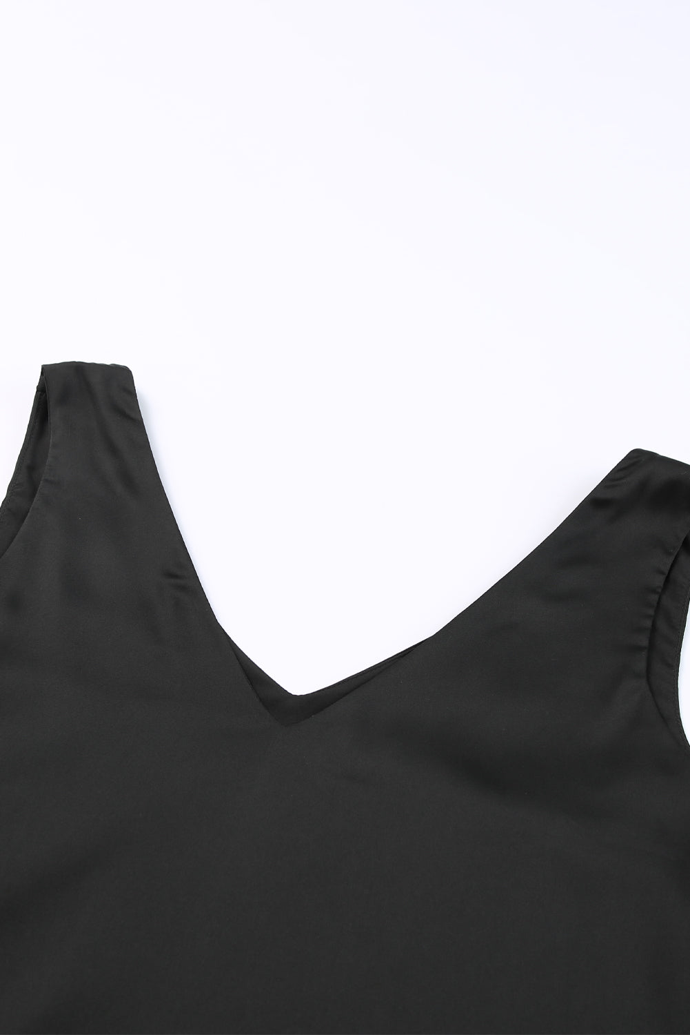 Deep V Neck Loose Tank Top | Black