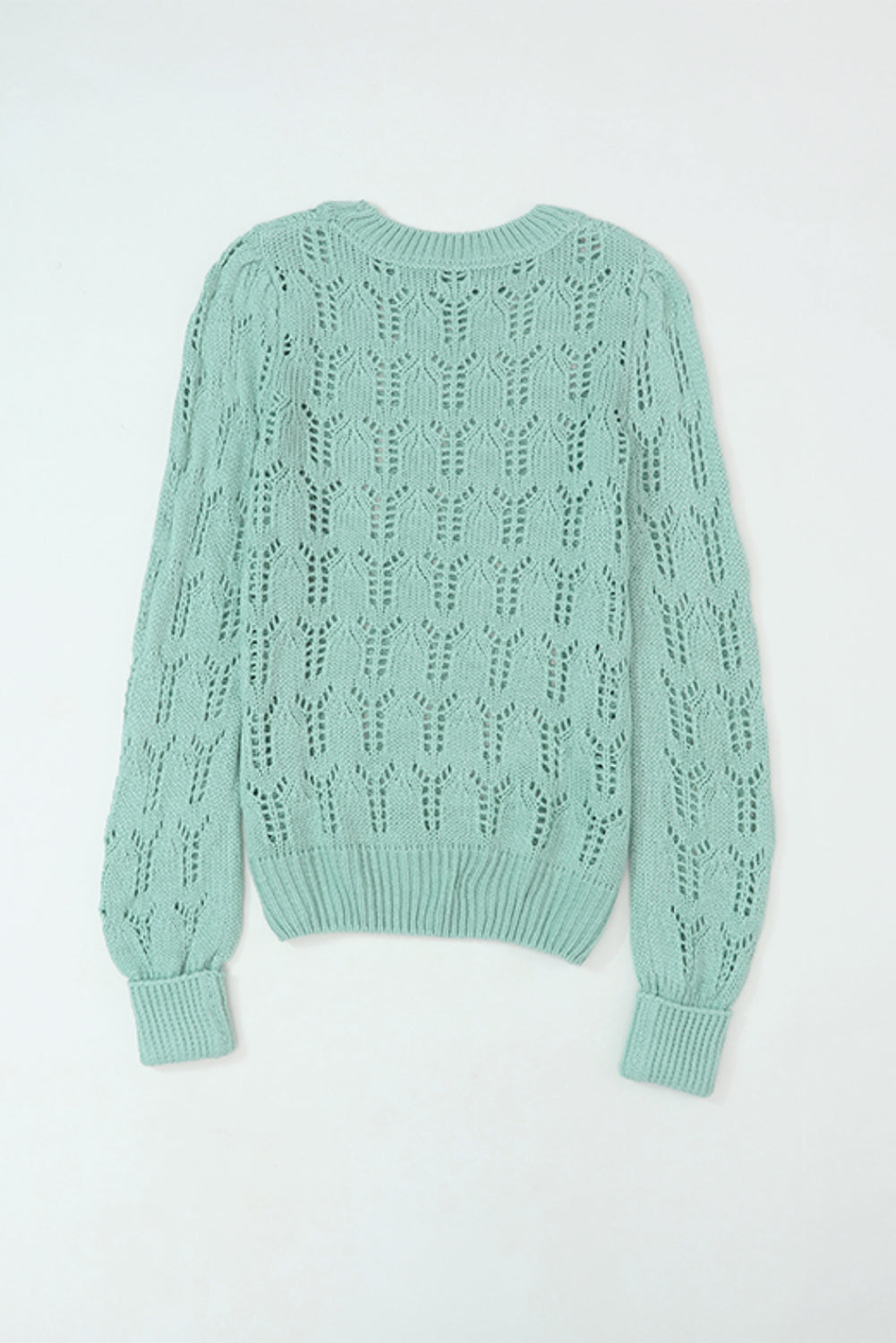 Sheer Knitted Pointelle Sweater | Green