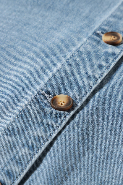 Slit Buttons Pocketed Denim Jacket | Dusk Blue