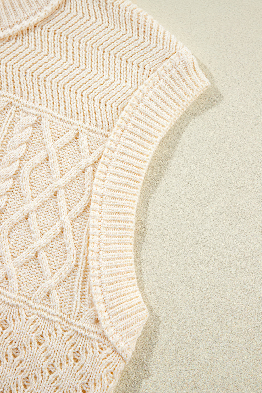 Cable Knit Dolman Armholes Sweater Tank | Beige