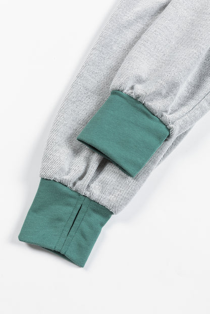 Exposed Seam Contrast Edge Notched Neck Sweatshirt | Laurel Green