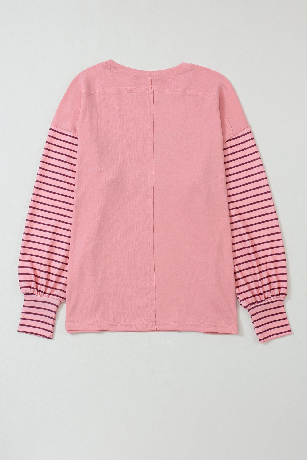 Colourblock Striped Bishop Sleeve Top | Peach Blossom