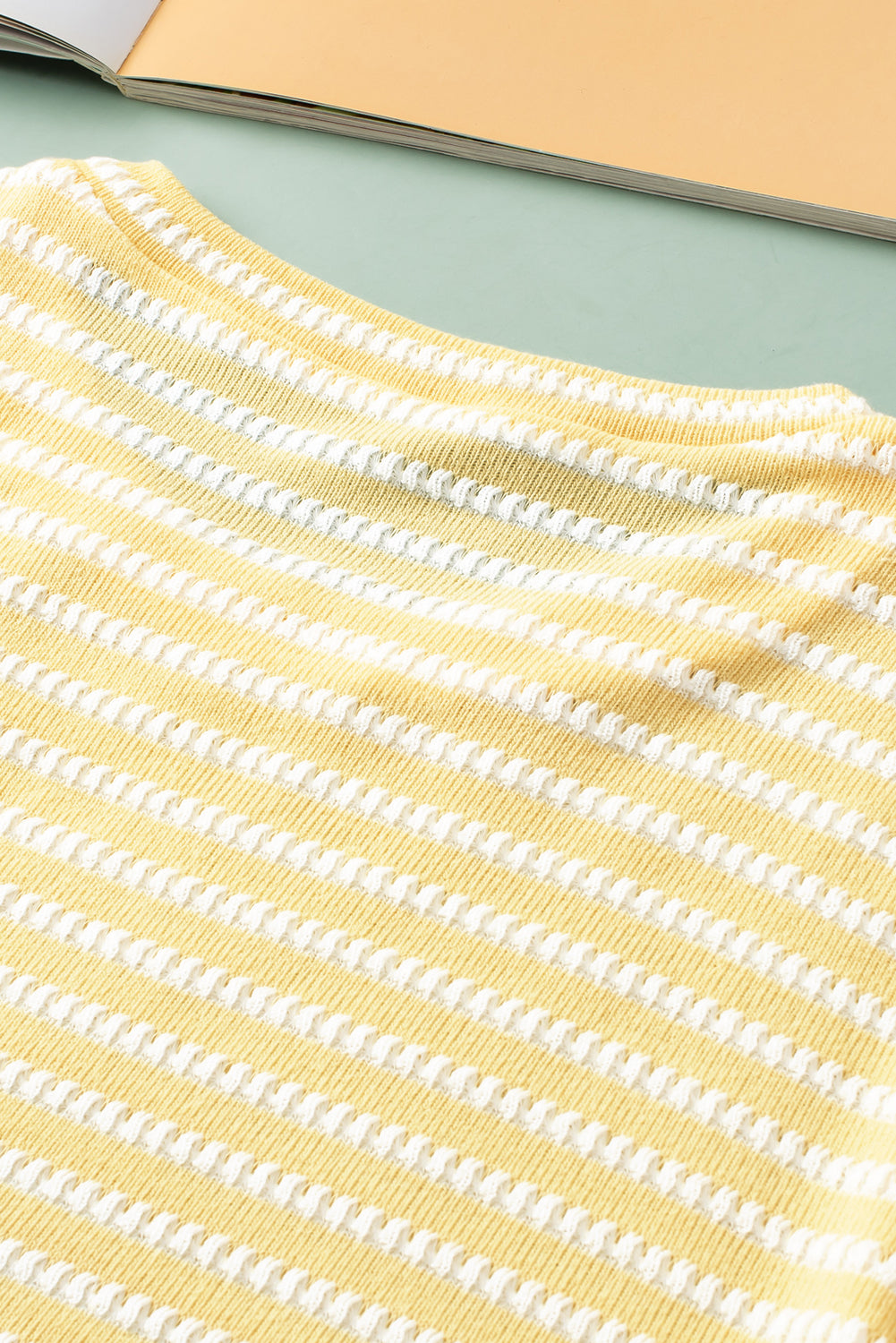 Short Puff Sleeve Plus Size Jumper | Yellow Stripe