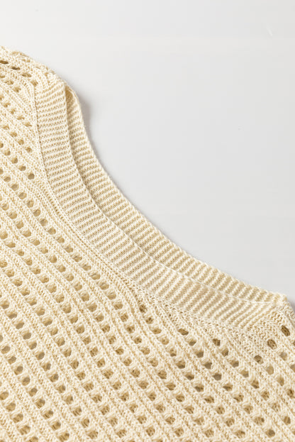 Open Knit Bracelet Sleeve Sweater | Apricot