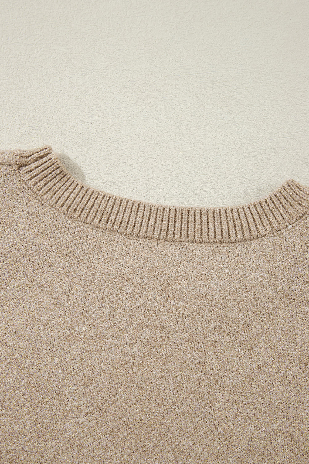 Flower Pattern Ribbed Trim Crew Neck Sweater | Parchment