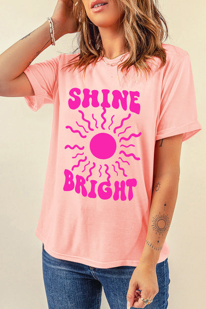 Shine Bright Graphic Casual Tee | Pink