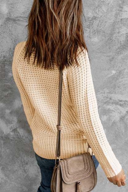 Buttoned Wrap Turtleneck Sweater | Beige