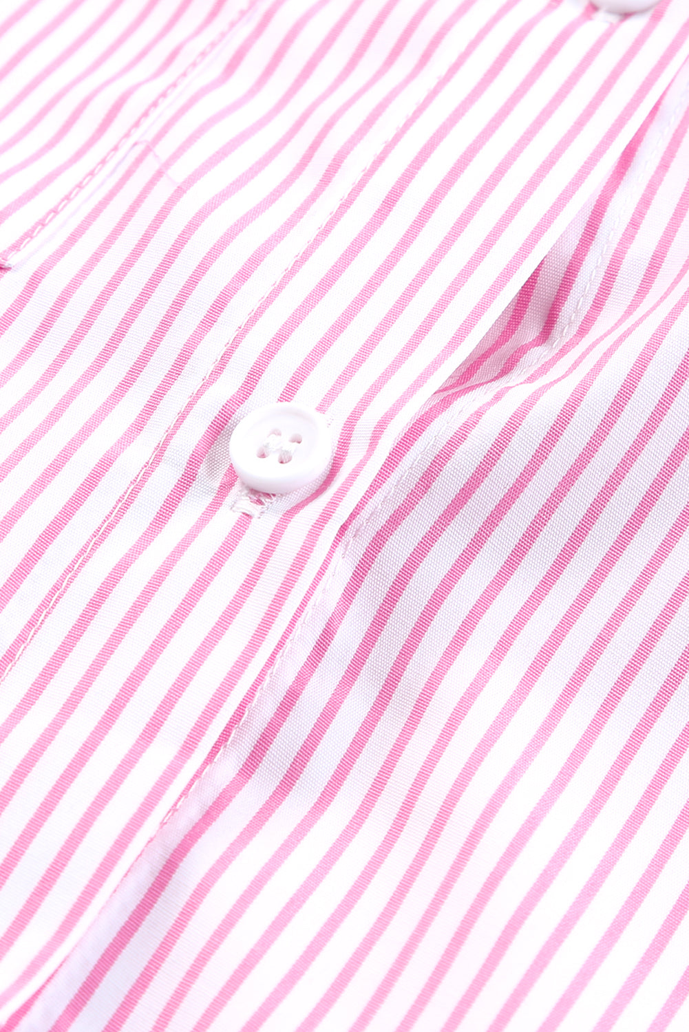 Smocked Cuffed Striped Boyfriend Shirt With Pocket | Pink