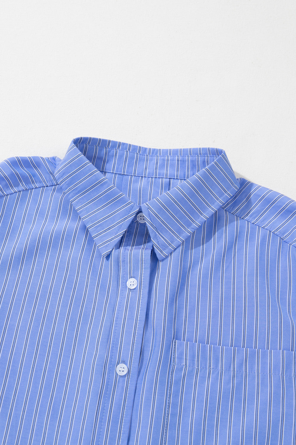 Button Up Oversized Casual Shirt | Blue Stripe