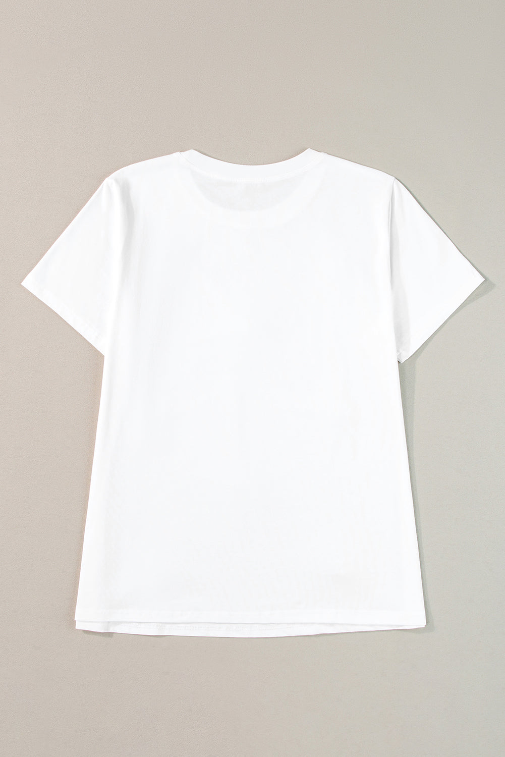 Flower Applique Round Neck T-Shirt | White