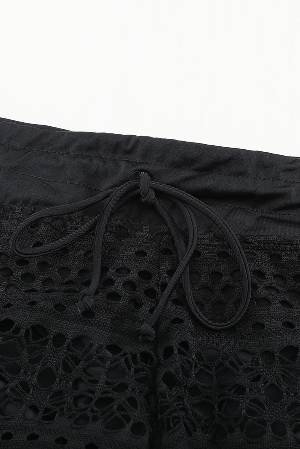 Lace Shorts Attached Swim Bottom | Black