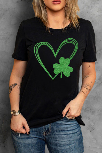 Clover Heart Shaped Graphic Tee | Black