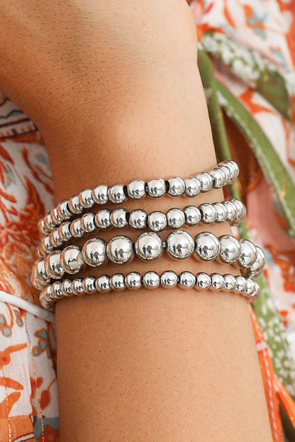 Multi Layered Beaded Bracelet | White