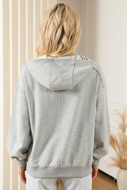 Active Patchwork Detail Warm Winter Hoodie | Gray