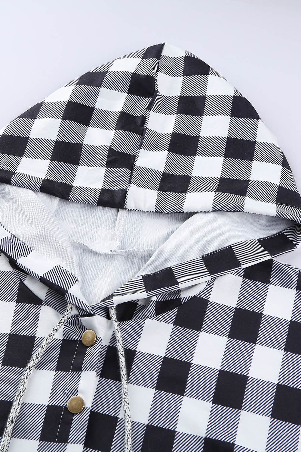 Plaid Splicing Pocketed Hoodie | Black