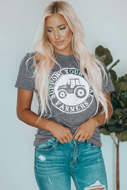 Support Your Local Farmers Graphic Tee | Gray