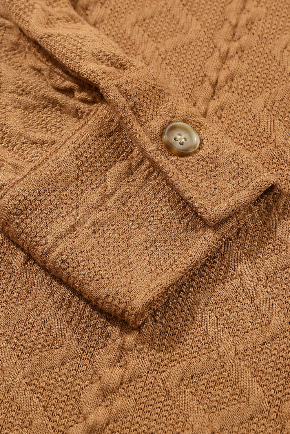 Cable Knit Flap Pocket Shacket | Camel