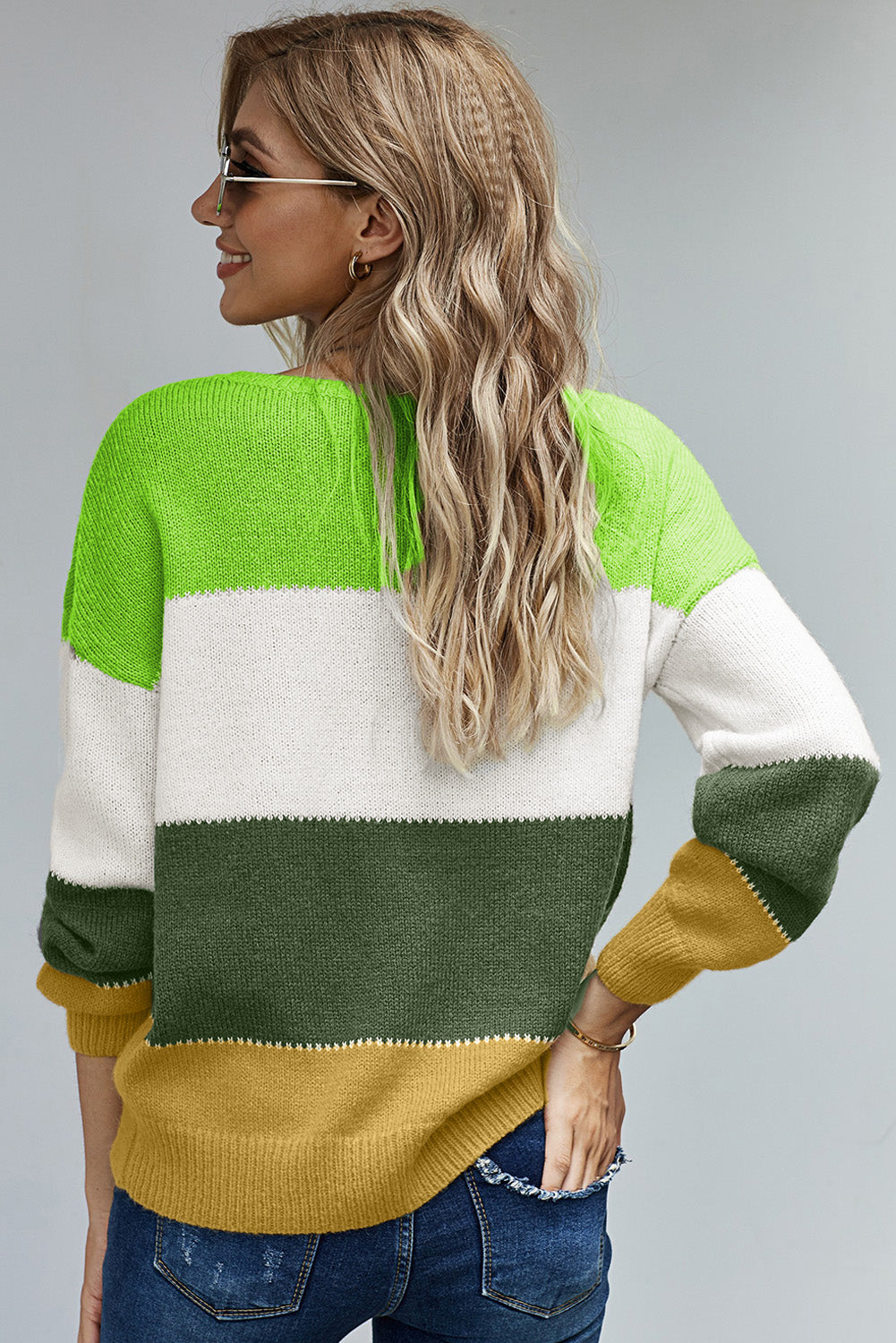 Pullover Colourblock Winter Sweater | Green