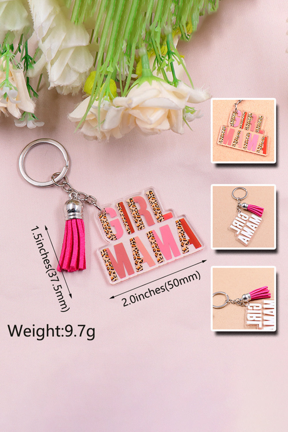 Girl Mama Tassel Keychain | Strawberry Pink