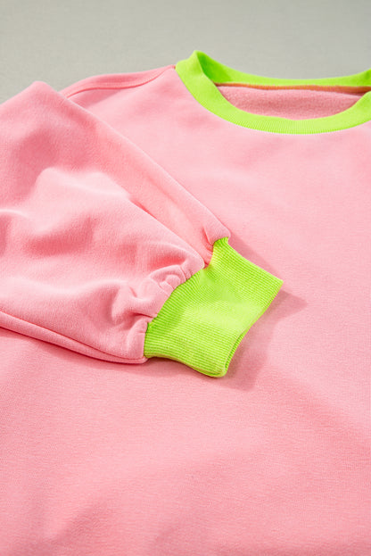 Colourblock Bubble Sleeve Sweatshirt | Pink