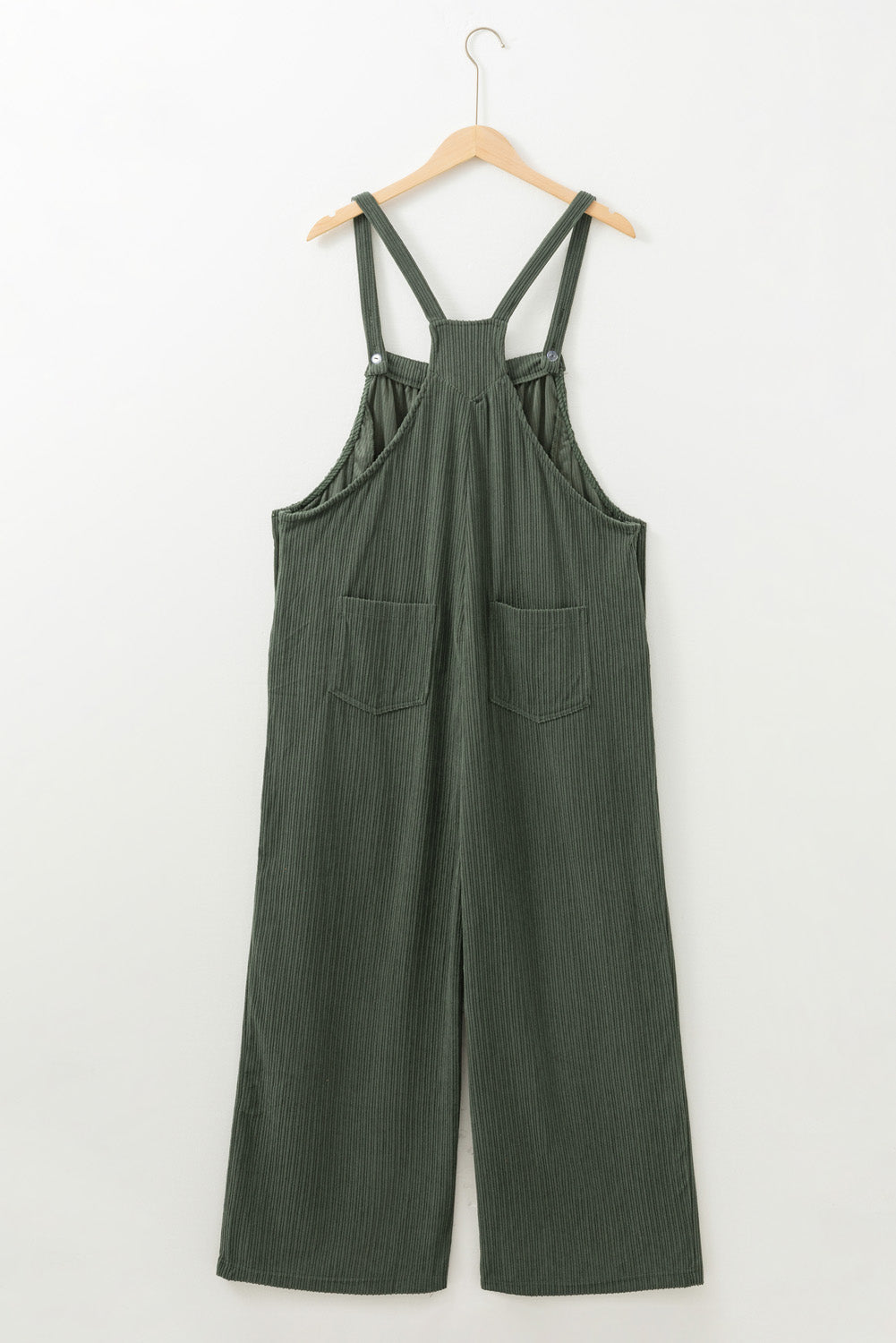 Plus Size Corduroy Pocketed Wide Leg Overall | Jungle Green