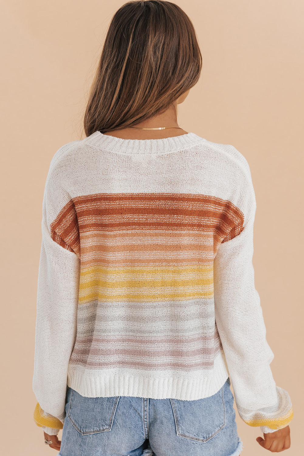 Stripe Long Sleeve Round Neck Sweater | Multicolour