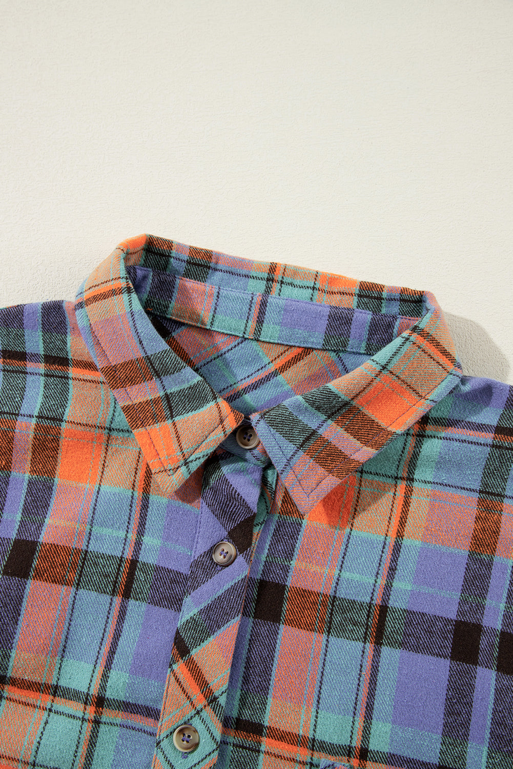 Plus Size Plaid Print Buttoned Shirt | Orange