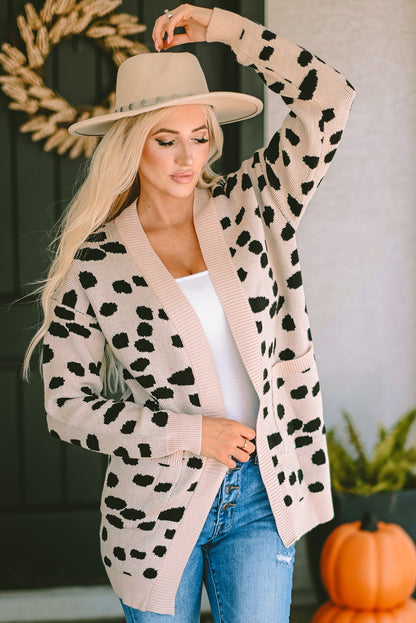 Animal Spotted Pattern Open Front Cardigan | Leopard