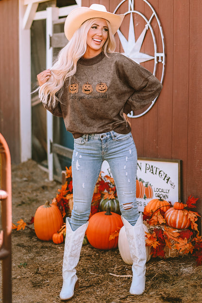 Let'S Get Smashed Halloween Pumpkin Graphic Sweatshirt | Brown