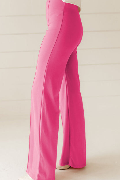 High Waist Central Seam Flared Pants | Sachet Pink