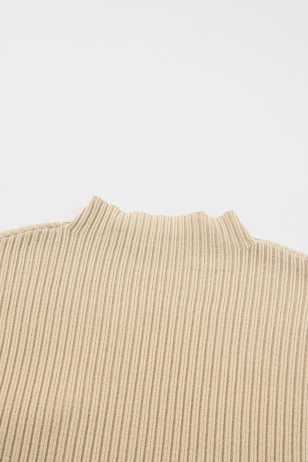 Patch Pocket Ribbed Knit Short Sleeve Sweater | Oatmeal