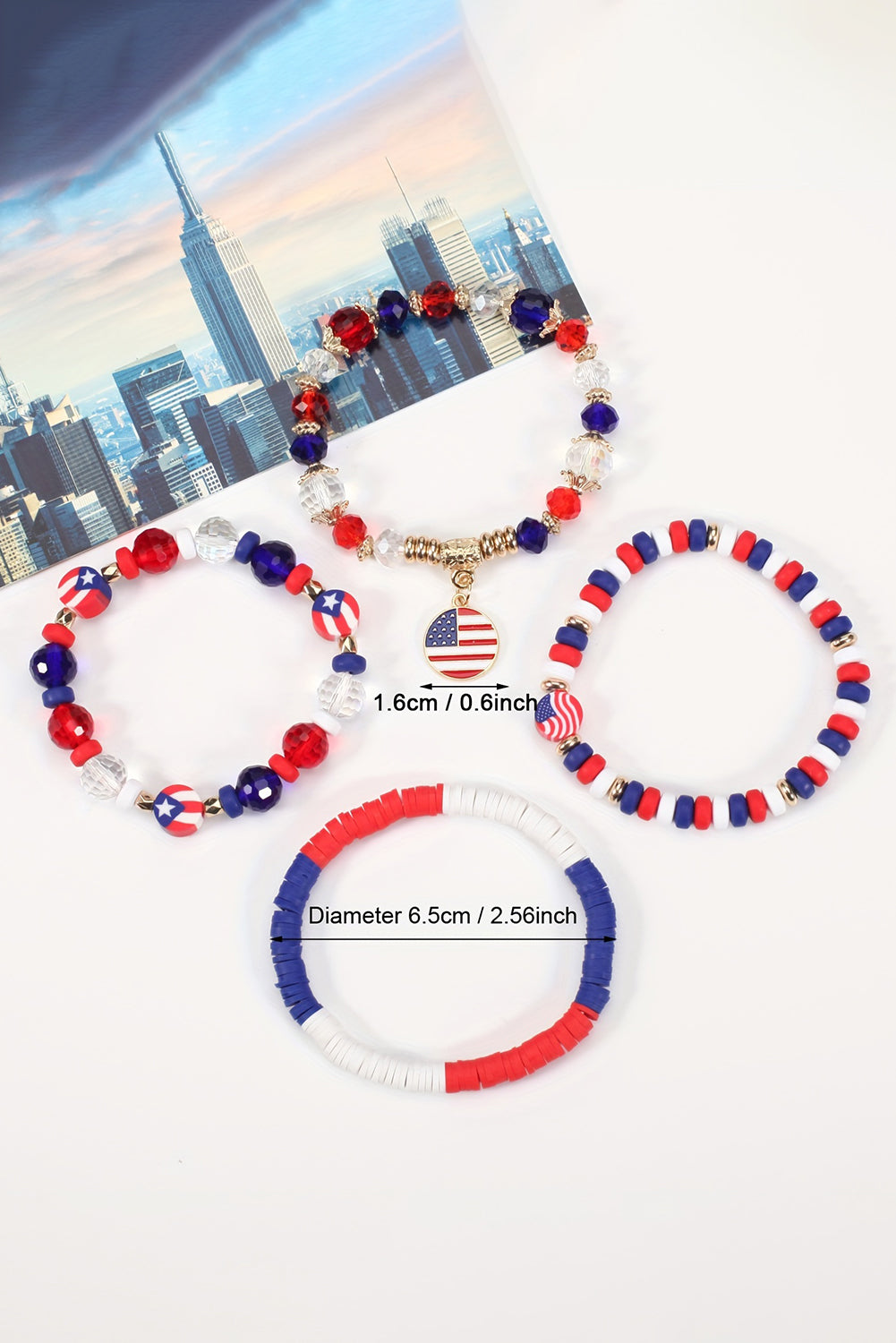 Flag Day Beaded Multilayered Bracelet | Fiery Red