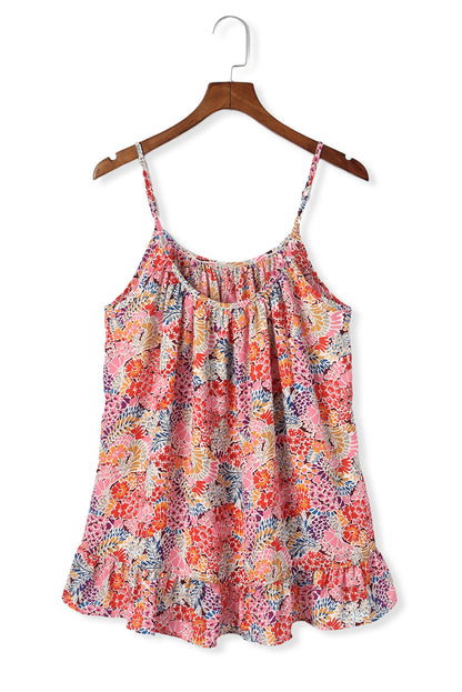 Spaghetti Straps Floral Print Sleeveless Top | Multicolour