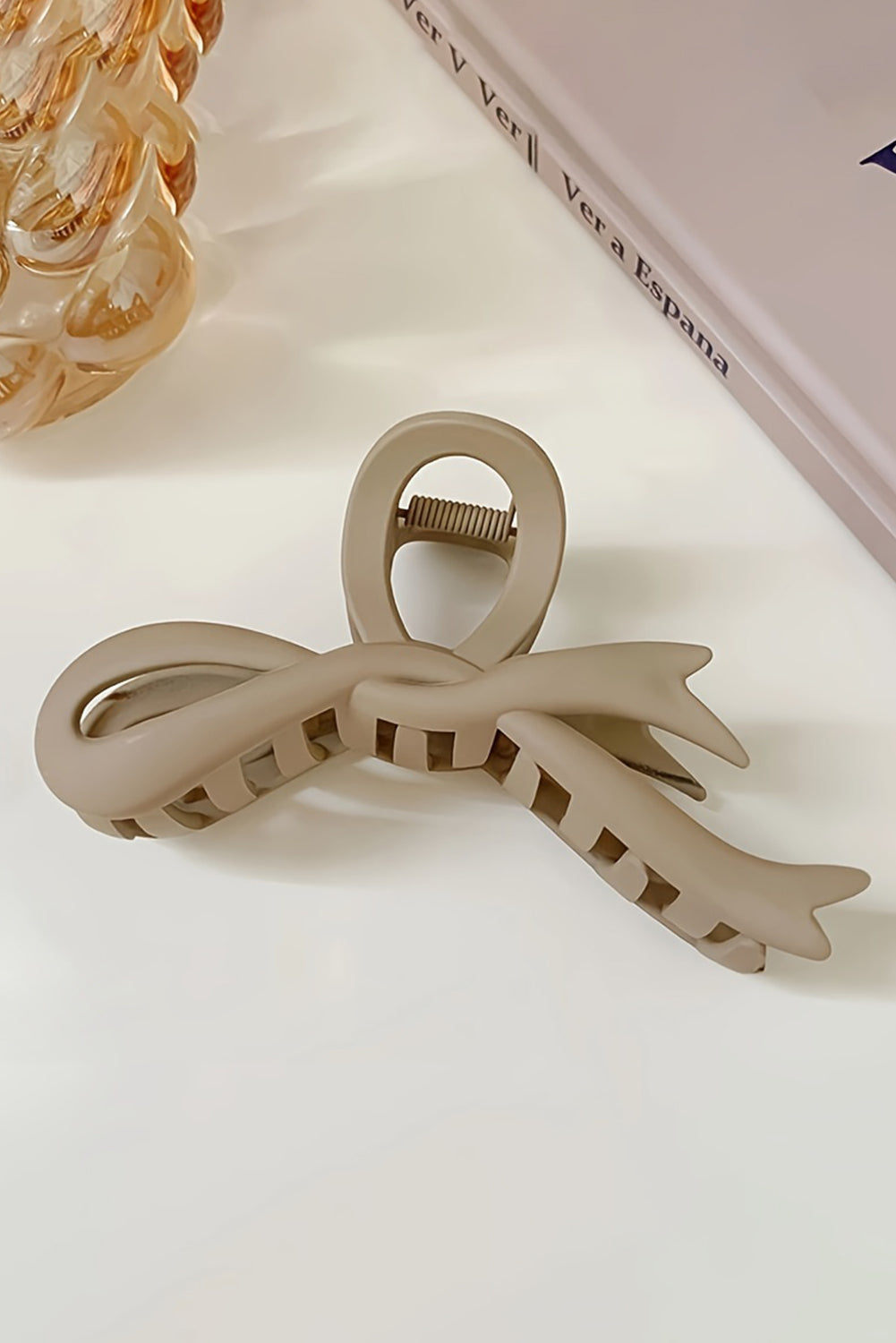 Bowknot Large Hair Claw Clip | Beige