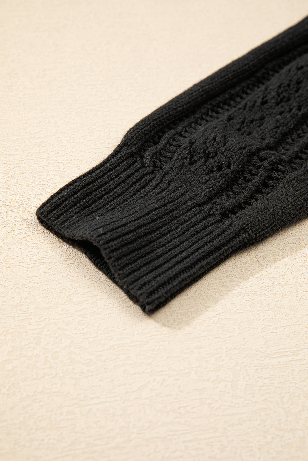 Open Knit Drop Shoulder Sweater Cardigan | Black